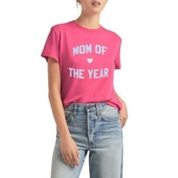 Favorite Daughter “Mom Of The Year” Crewneck T-Shirt in Pink, Size XS, NEW - Picture 12 of 12